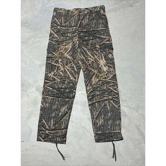 VTG Mossy Oak Chamois Pants Camo Flannel Shadow Grass Tree Logo USA SZ 36